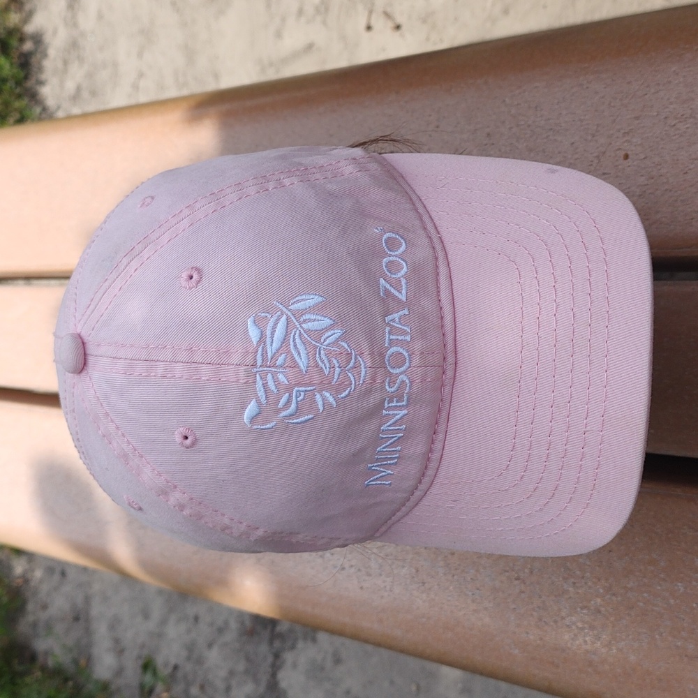 Minnesota Zoo Embroidered Strapback Dad Hat Peach White